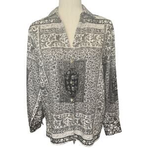 Zara Black/White Handkerchief Print Silky Blouse S